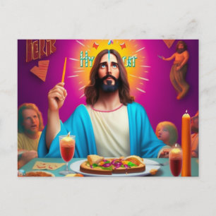 Carte Postale Joli Jésus coloré à son anniversaire