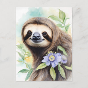 Carte Postale Joli joli Sloth Aquarelle peinture