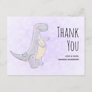 Carte Postale Joli jouet dinosaure gris aquarelle Merci