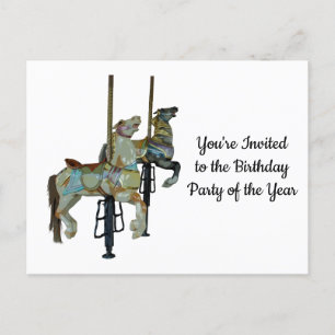 Carte Postale Joli Joyeux Parcours Carrousel Chevaux Anniversair