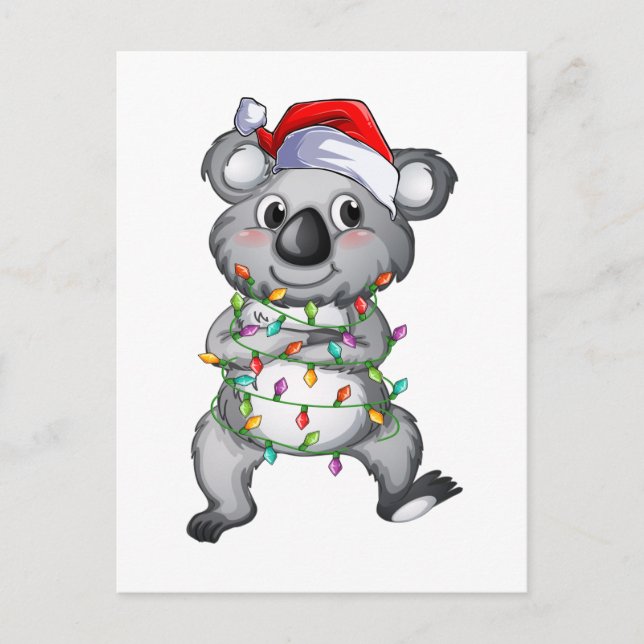Carte Postale Joli koala dans des lumières de Noël (Devant)