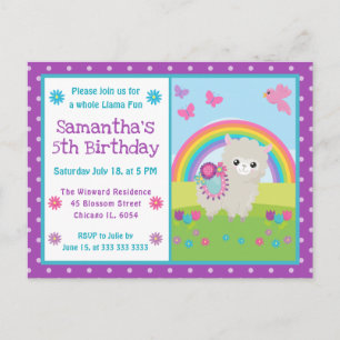 Carte Postale Joli Lama Floral de Printemps et Anniversaire Arc-