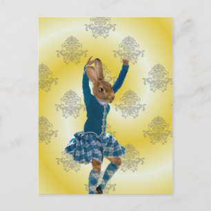 Carte Postale Joli lapin Danseur écossais des hautes terres