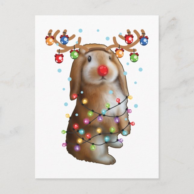Carte Postale Joli lapin Lapin Drôle Cadeaux de Noël (Devant)