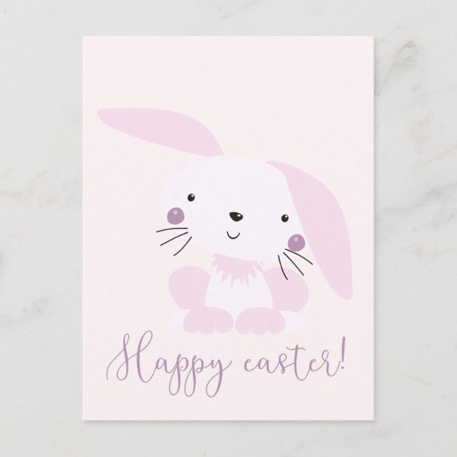Carte Postale Joli lapin rose pâle de Pâques | Pâques (Devant)