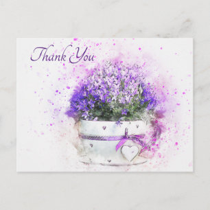 Carte Postale Joli Lavender Aquarelle Fleurs Merci