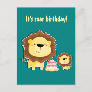 Carte Postale Joli Lion Et Baby Cub Anniversaire de enfant