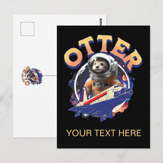 Carte Postale Joli Loutre Astronaute Espace Extérieur Navette Ca (Devant / Derrière)