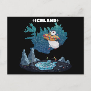 Carte Postale Joli macareux mangeant un hot-dog islandais