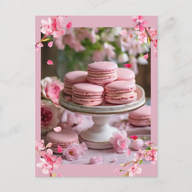 Carte Postale Joli Macaron rose (Devant)
