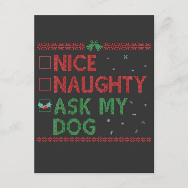 Carte Postale Joli Méchant Demande à mon Chien Drôle de Noël Ani (Devant)