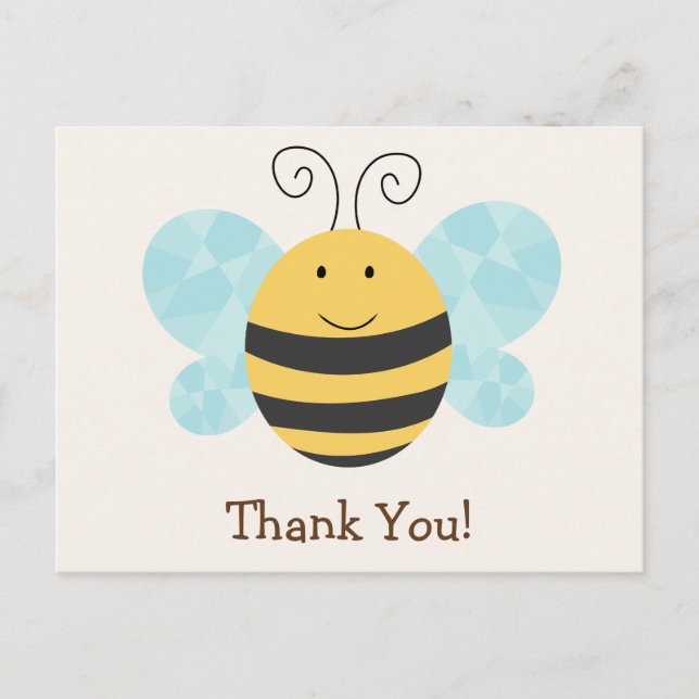 Carte Postale Joli Merci d'abeille jaune et noire (Devant)