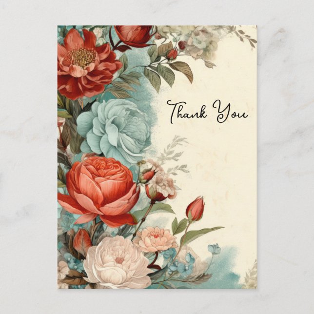 Carte Postale Joli Merci Floral Rose (Devant)