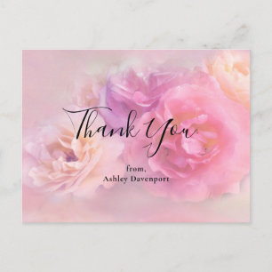 Carte Postale Joli Merci photo rose et blanc oeillets