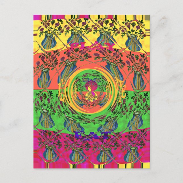 Carte Postale Joli Mignon & Charmant Dessin de Motif Floral pour (Devant)
