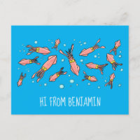 Joli motif caricature de calmar rose