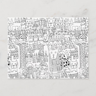 Carte Postale Joli motif de chiot chien noir et blanc