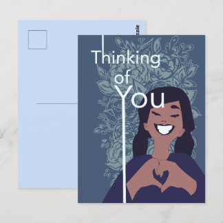 Carte Postale Joli motif floral à cœur d'amour en pensant à vous