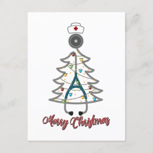 Carte Postale Joli Noël Arbre Stethoscope Noël Cadeau de Noël