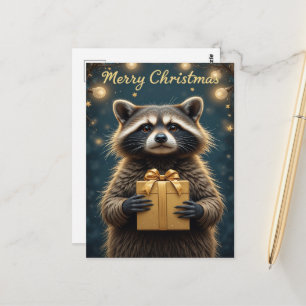 Carte Postale Joli Noël de Raton Laveur Cosy Vacances d'Hiver