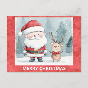 Carte Postale Joli Noël Père Noël Rudolph Reindeer