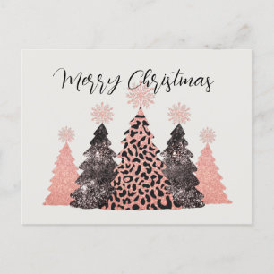 Carte Postale Joli noir rose Joyeux arbres de Noël de Noël de va