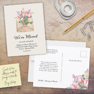 Carte Postale Joli Nous Avons Déménagé Floral Nouvelle Adresse