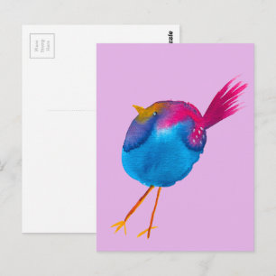 Carte Postale Joli oiseau bleu aquarelle