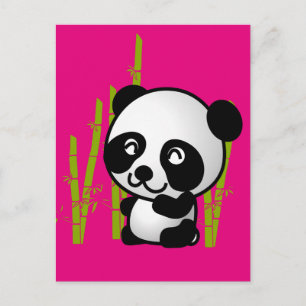 Carte Postale Joli ours de panda noir et blanc dans une bosquet 