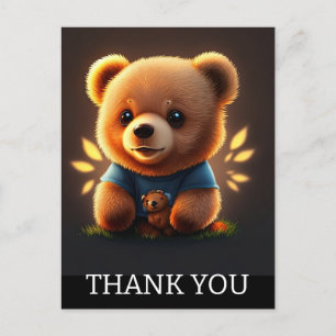 Carte Postale Joli Ours en Peluche Merci