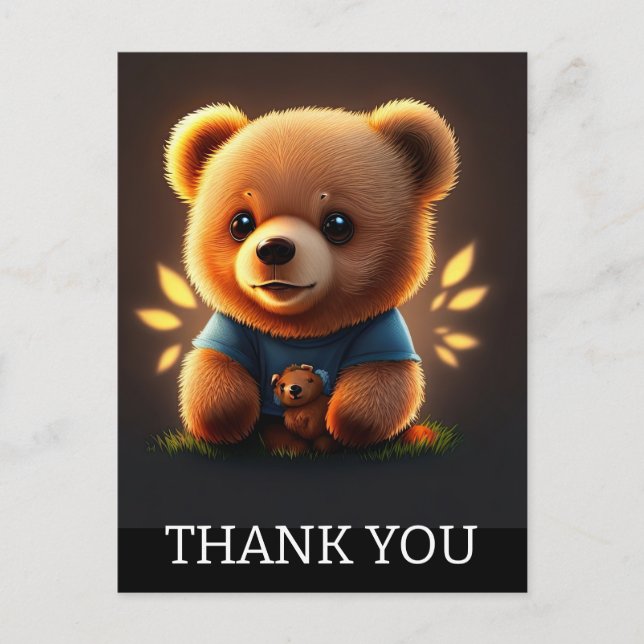 Carte Postale Joli Ours en Peluche Merci (Devant)