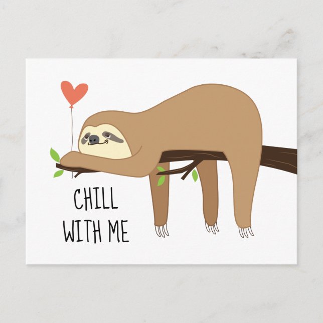 Carte Postale Joli, paresseux, design d'ours paresseux pour la S (Devant)