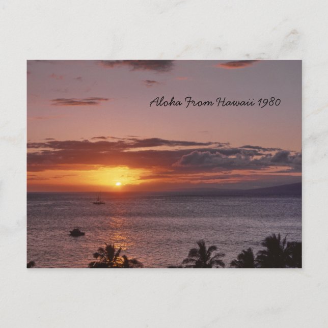 Carte Postale Joli paysage de coucher de soleil hawaïen Aloha Ha (Devant)