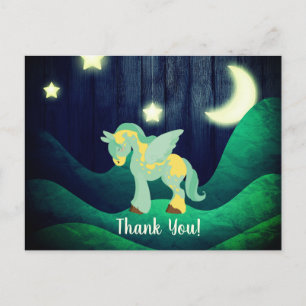 Carte Postale Joli Pégase Endormi Sous les Étoiles Cheval Merci