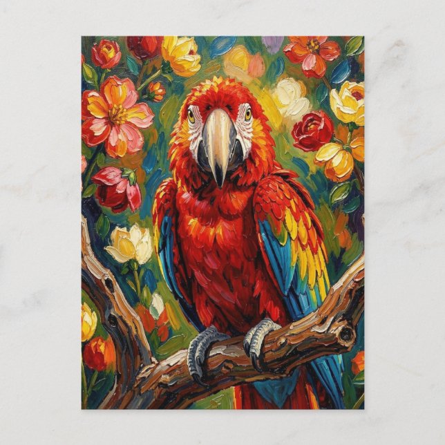 Carte Postale Joli perroquet ara impasto | Garder le contact (Devant)