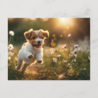 Joli petit chiot à la recherche d'un papillon