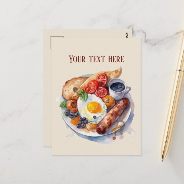 Carte Postale Joli petit déjeuner, ajouter du texte (Devant/Arrière en situation)