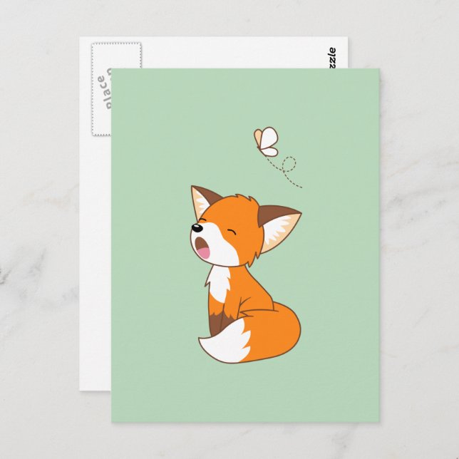 Carte Postale Joli Petit Fox Sleepy (Devant / Derrière)