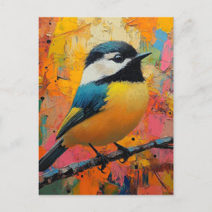 Carte Postale Joli petit oiseau coloré sur une branche