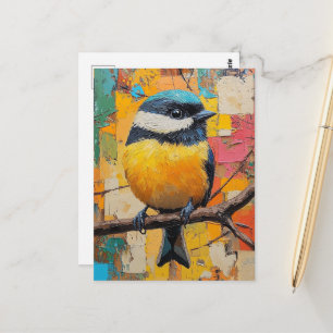 Carte Postale Joli petit oiseau coloré sur une branche