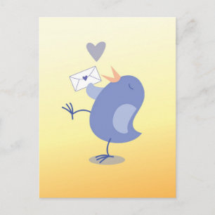 Carte Postale Joli petit Oiseau Tweeter avec une lettre !