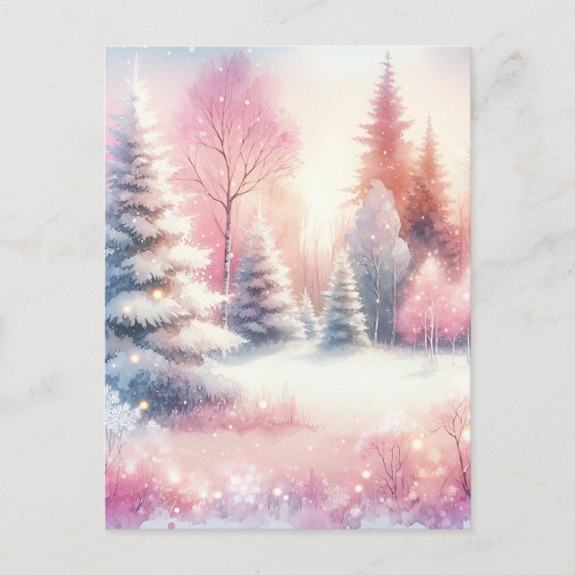 Carte Postale Joli Pink Winter Wonderland Noël (Devant)