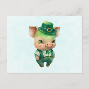 Carte Postale Joli porc vert Fairytale dans une jolie beauté