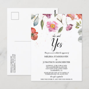Carte Postale Joli Printemps Floral Elle A Dit Oui Parti Engagem