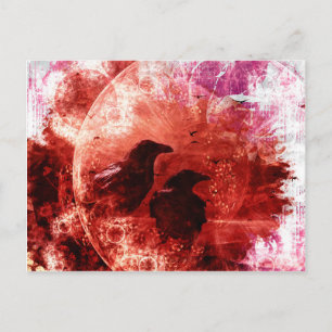 Carte Postale Joli Red Grunge Raven Design Imaginaire