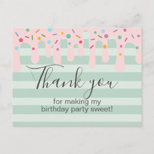 Carte Postale Joli remerciement d'anniversaire Drip Rose Sprinkl