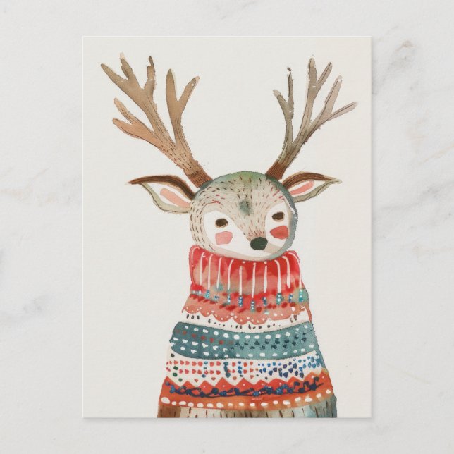 Carte Postale Joli renne en Aquarelle moche Sweat Noël (Devant)