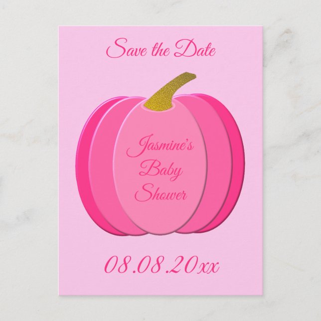 Carte Postale Joli rose bébé fille Baby shower Citrouille sur me (Devant)