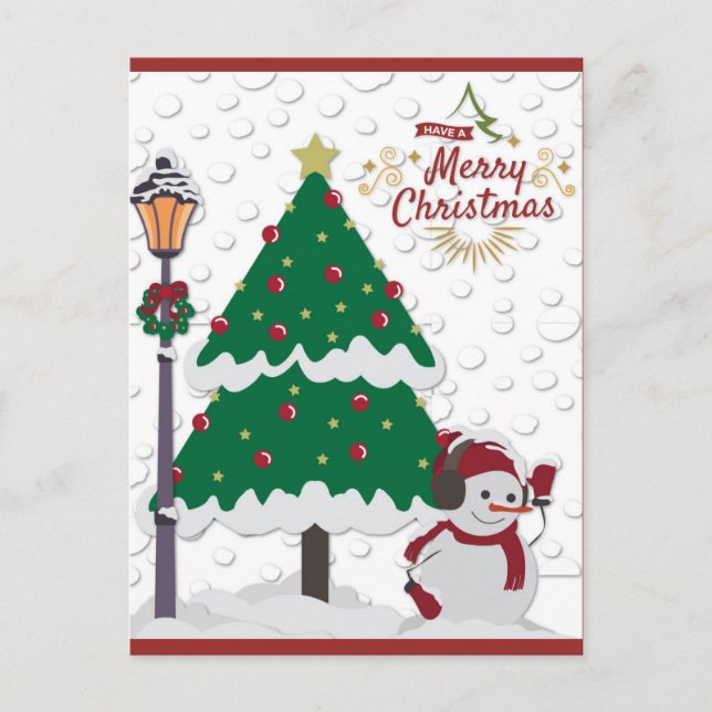 Carte Postale Joli sapin de Noël Snowman (Devant)