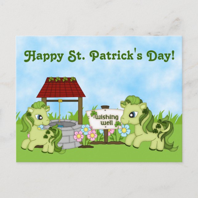 Carte Postale Joli St. Patrick's Day Horse Ponies mignonnes (Devant)